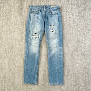 rag & bone/JEAN Boyfriend Distressed Blue Jeans in Convoy 24